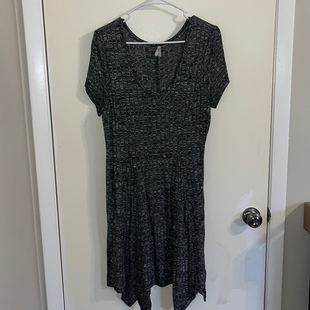 Grey Short Sleeve Tight Knit Dress